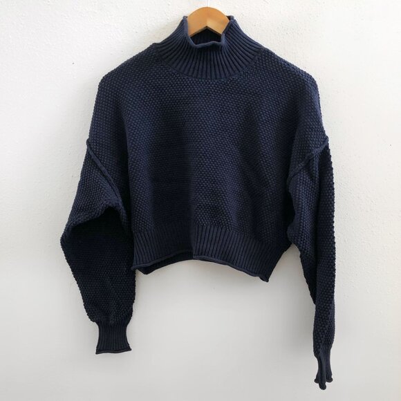 FREE PEOPLE Beach Hailee Cropped Funnel Sweater Size XS - Picture 2 of 11
